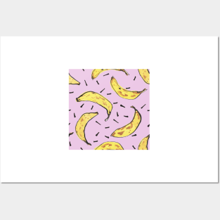 Bananas pattern pink Posters and Art